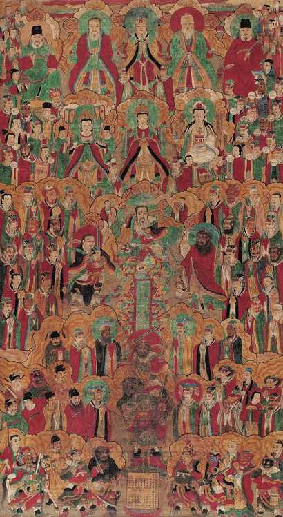 佚名 崇祯元年（1629）九月日立 群仙图 立轴